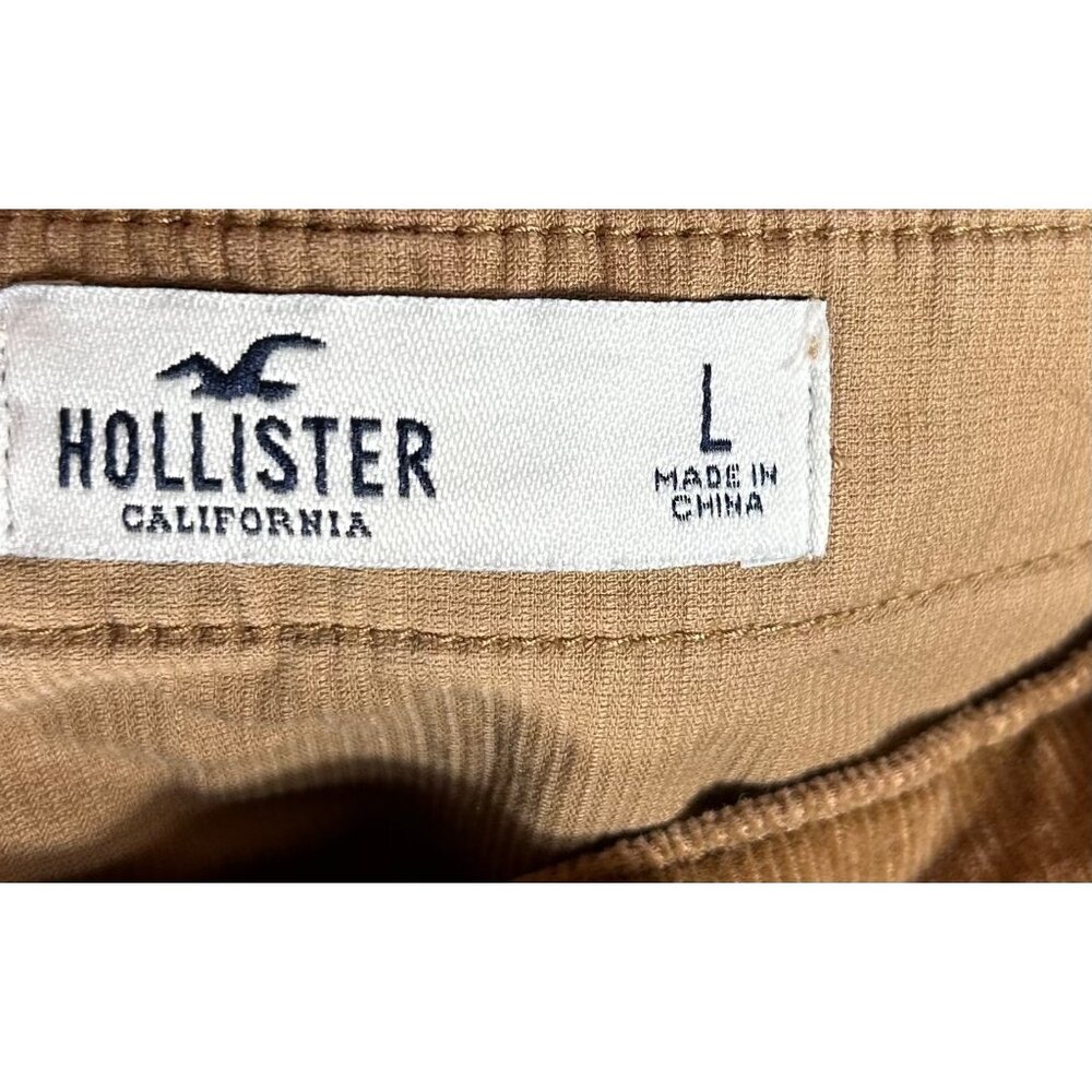 Hollister Womens Tan Corduroy Button-Front Mini Dress Adjustable Straps Size L - Picture 3 of 8